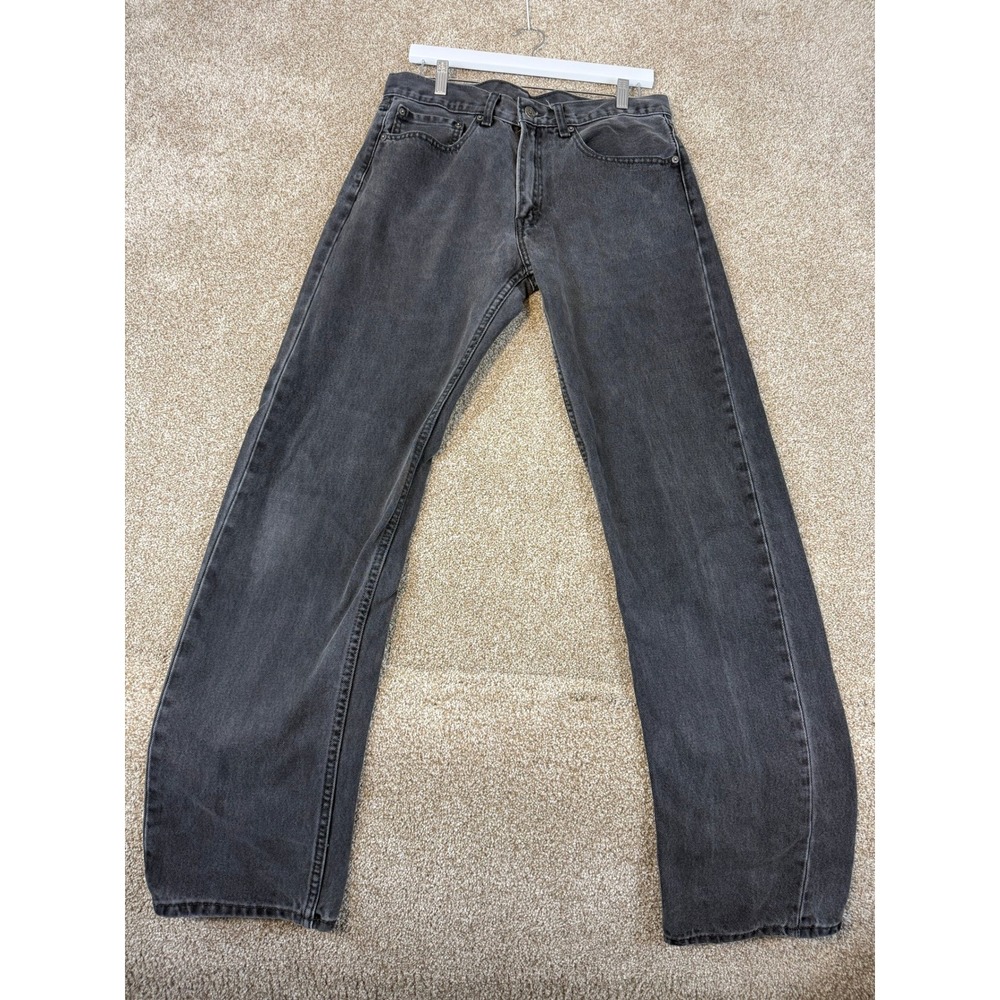 Levi's 505 Mens Regular Fit Straight Leg Jeans Faded Black Gray W34 L36 Vintage‎